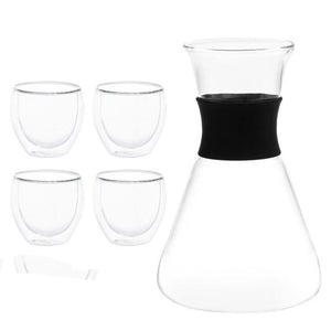 Set Regalo Decanter Vino in Vetro Con 4 Bicchieri A Doppia Parete