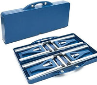 Set Tavolo Tavolino Pieghevole Pic Nic Campeggio Alluminio Con 4 Sgabelli Blu