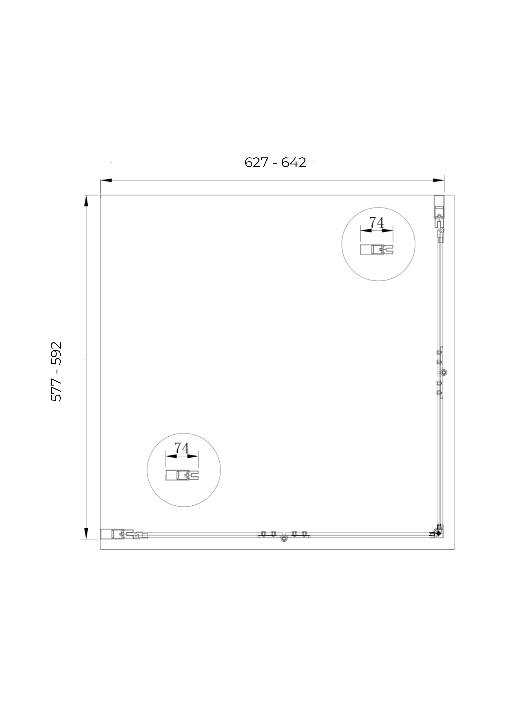 Box doccia angolare pieghevole a libro con chiusura a pacchetto H 190 cromo anticalcare trasparente con misure 60 (57,5-59) x 65 (62,5-64)