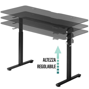 Scrivania Elettrica Regolabile Altezza 140x60x72-117cm Nero Console di Comando