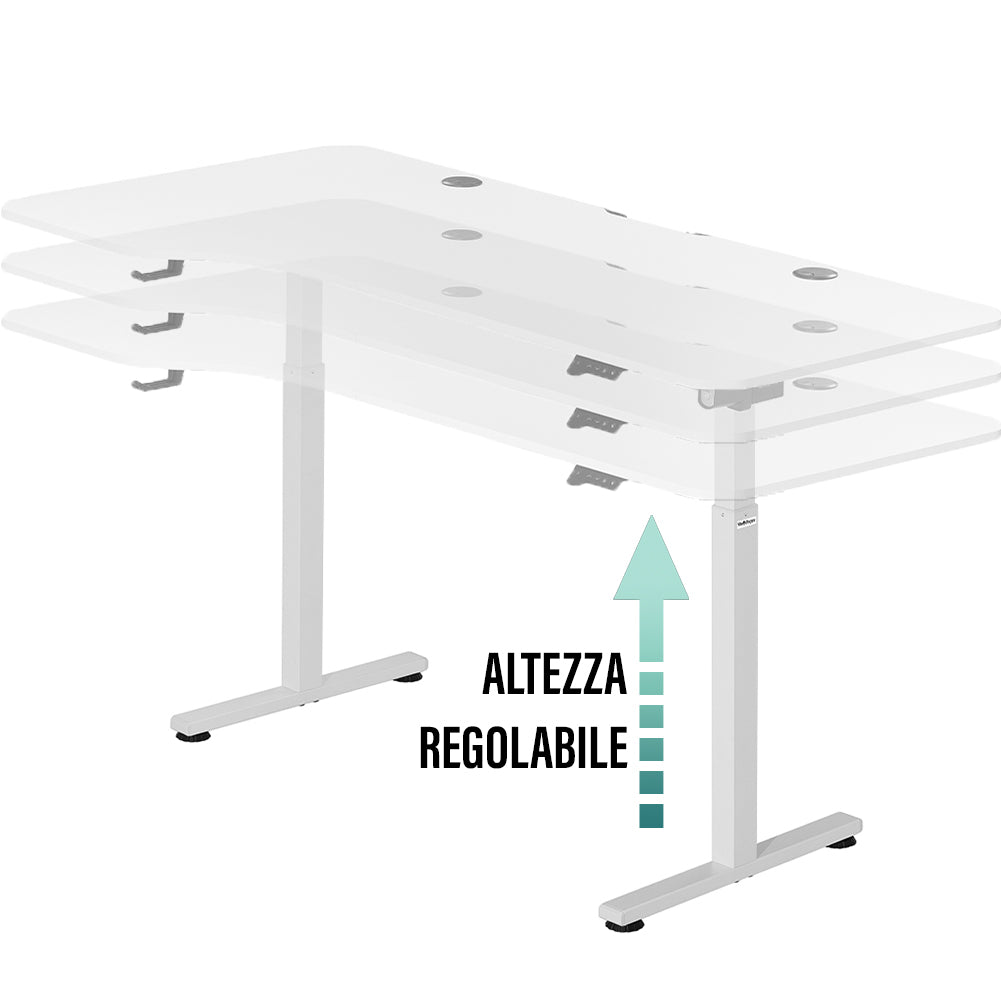 Scrivania Elettrica Regolabile Altezza 160x75x72-117cm Bianco Console di Comando