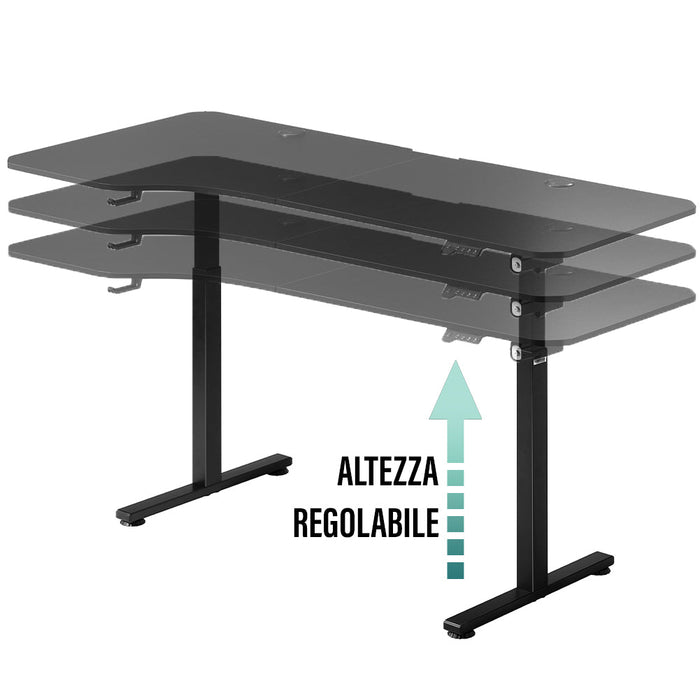 Scrivania Elettrica Regolabile Altezza 160x75x72-117 cm Nera