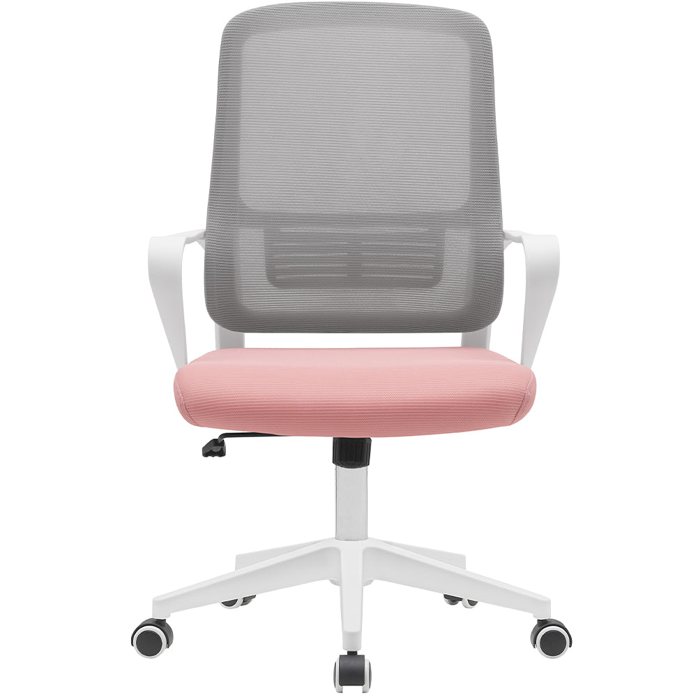 Sedia da Ufficio Rosa e Grigio Poltrona Scrivania Girevole Regolabile 98-108 cm