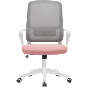 Sedia da Ufficio Rosa e Grigio Poltrona Scrivania Girevole Regolabile 98-108 cm