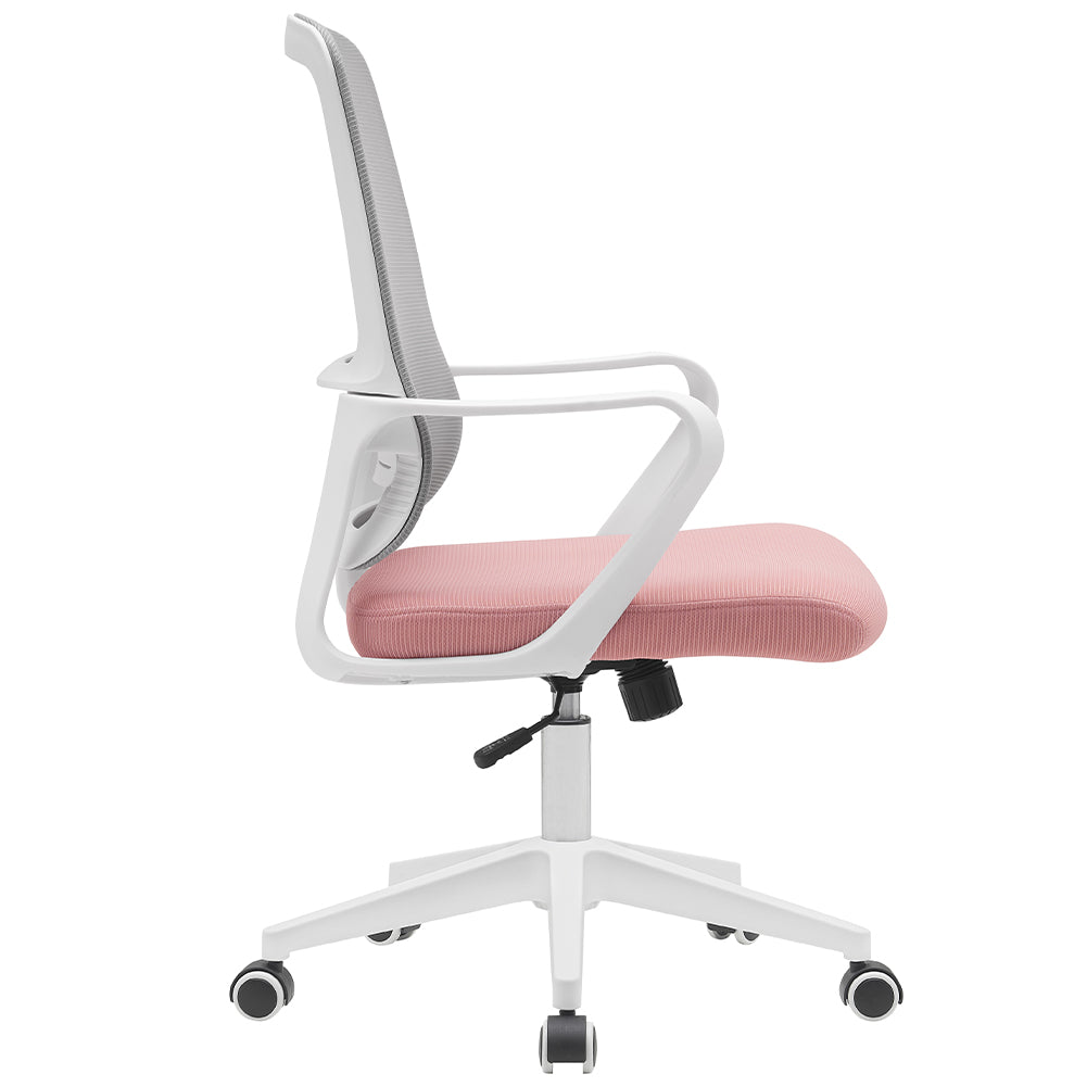 Sedia da Ufficio Rosa e Grigio Poltrona Scrivania Girevole Regolabile 98-108 cm