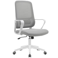 Sedia da Ufficio Grigio e Bianco Poltrona Scrivania Girevole Regolabile 98-108cm