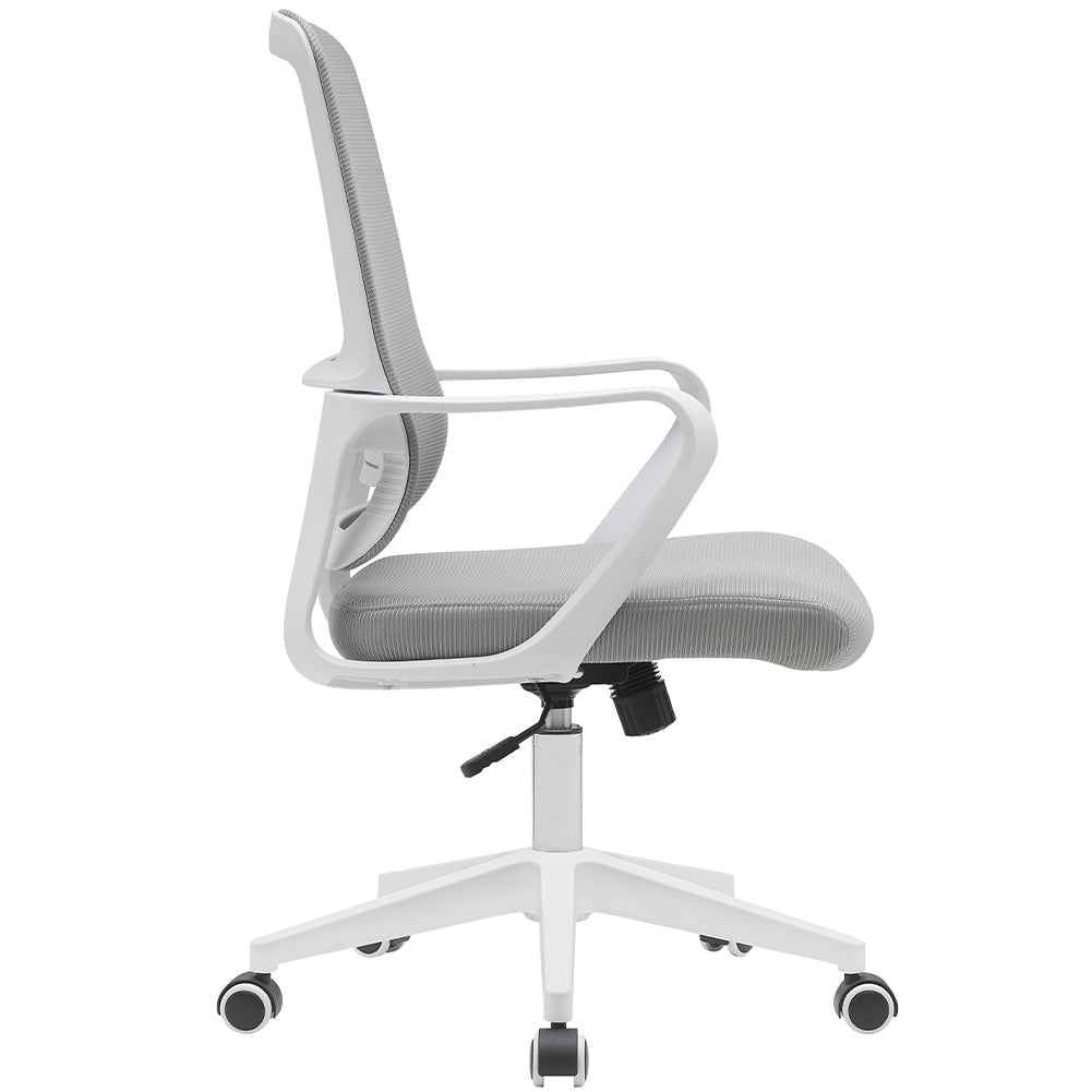 Sedia da Ufficio Grigio e Bianco Poltrona Scrivania Girevole Regolabile 98-108cm