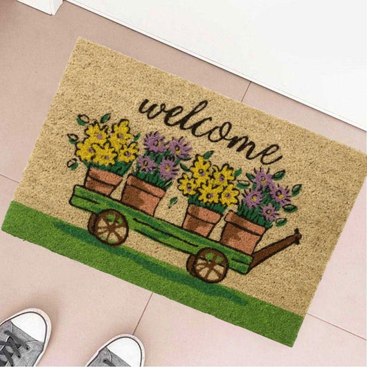 Zerbino Tappeto Per Ingresso Floreale Fiori di Benvenuto 40 x 60 cm Multicolore