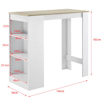 Consolle Tavolo Alto da Bar 3 Ripiani Tavolino Bianco e Quercia Penisola Cucina