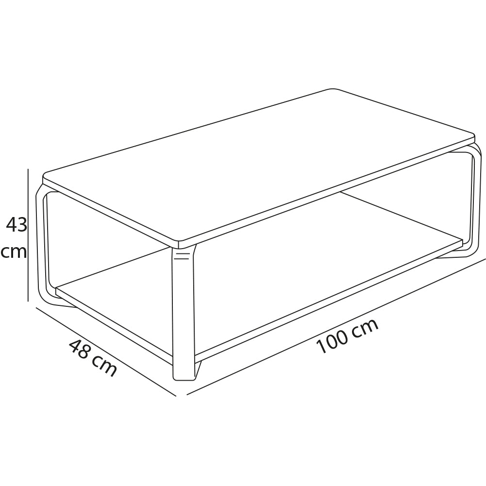 Tavolino Basso da CaffÃ¨ 2 Livelli Design Luxury Effetto Marmo Bianco 100x48x43cm