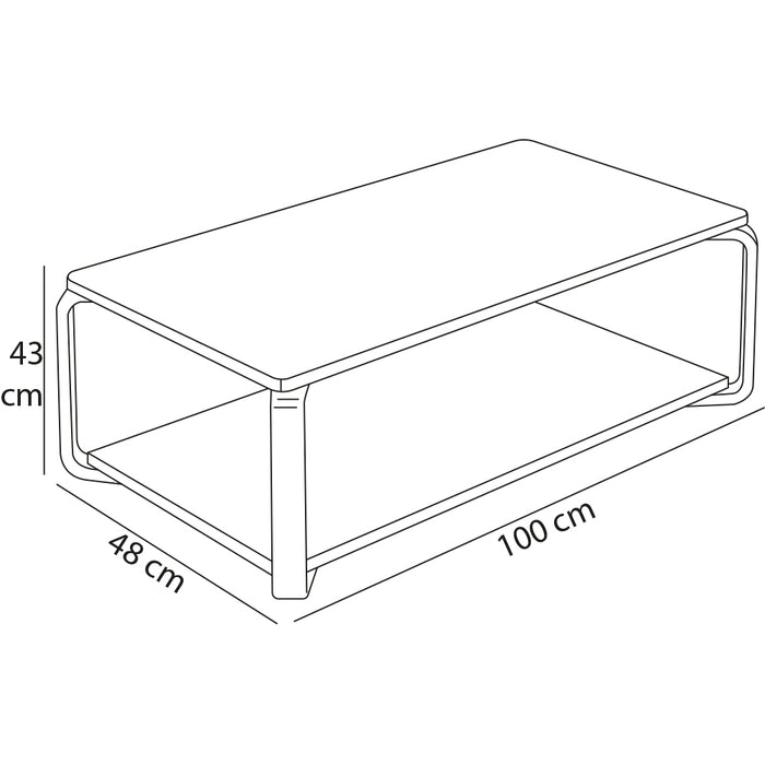 Tavolino Basso da CaffÃ¨ 2 Livelli Design Luxury Effetto Marmo Bianco 100x48x43cm