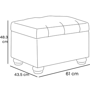 Pouf Contenitore Poggiapiedi in Tessuto Grigio Sgabello con Scomparto Interno