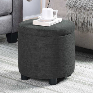 Pouf Contenitore Poggiapiedi in Tessuto Grigio Sgabello Apribile  40x40x40.5cm