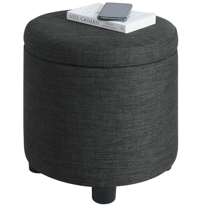 Pouf Contenitore Poggiapiedi in Tessuto Grigio Sgabello Apribile  40x40x40.5cm