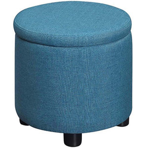 Pouf Contenitore Poggiapiedi in Tessuto Blu Sgabello Apribile  40x40x40.5 cm