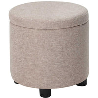 Pouf Contenitore Poggiapiedi in Tessuto Beige Sgabello Apribile  40x40x40.5 cm