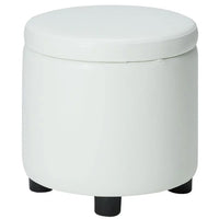 Pouf Contenitore Poggiapiedi in Ecopelle Bianco Sgabello Apribile  40x40x40.5 cm