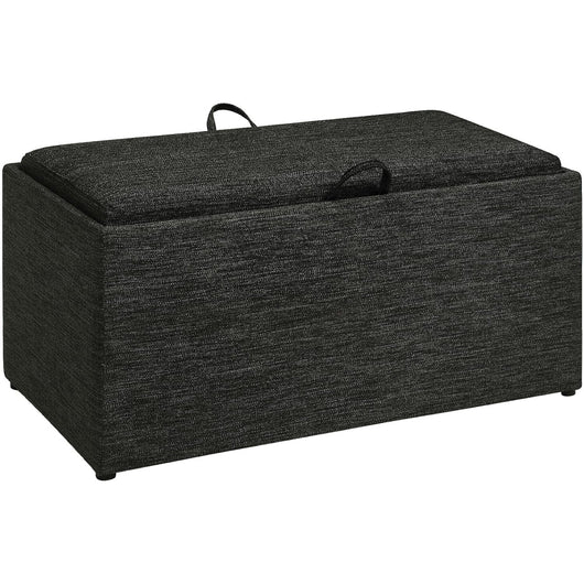 Set 2 Pouf e Cassapanca in Tessuto Grigio Coperchio 2in1 e Scomparto Contenitore