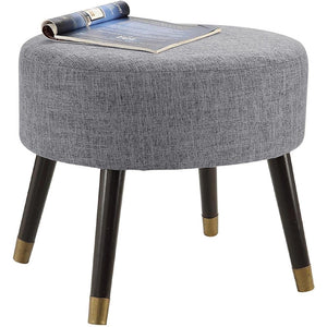 Sgabello Pouf in Tessuto Grigio Gambe in Legno Poggiapiedi Imbottito 56x46x43 cm