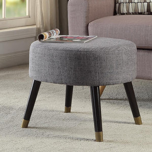 Sgabello Pouf in Tessuto Grigio Gambe in Legno Poggiapiedi Imbottito 56x46x43 cm