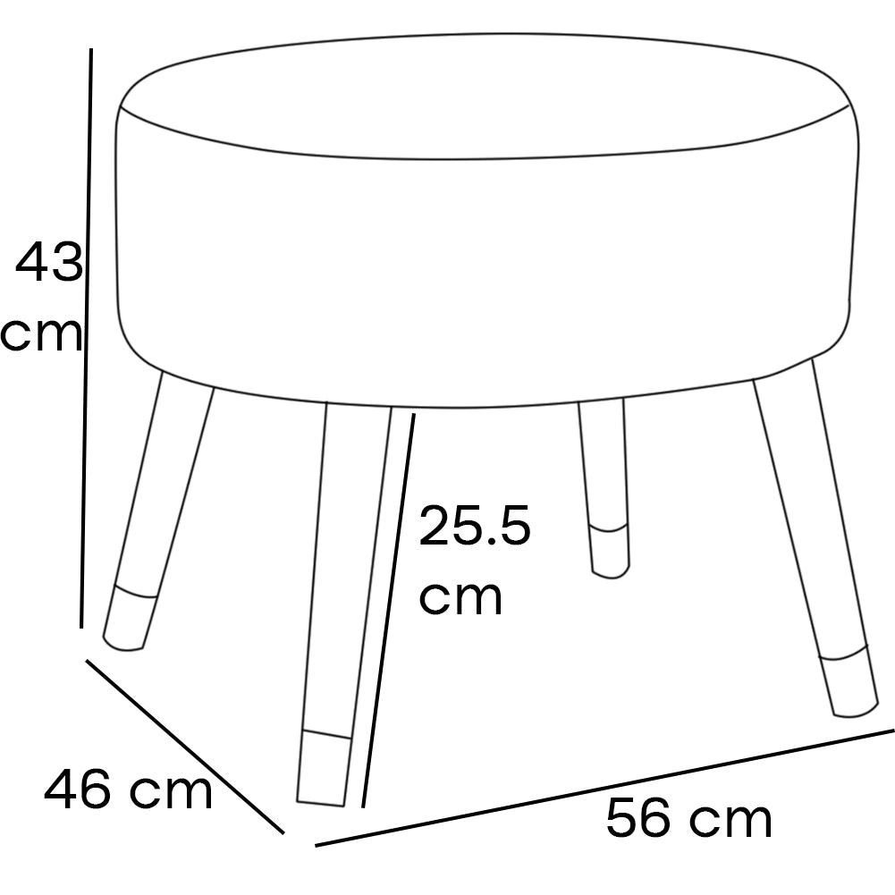 Sgabello Pouf in Tessuto Grigio Gambe in Legno Poggiapiedi Imbottito 56x46x43 cm