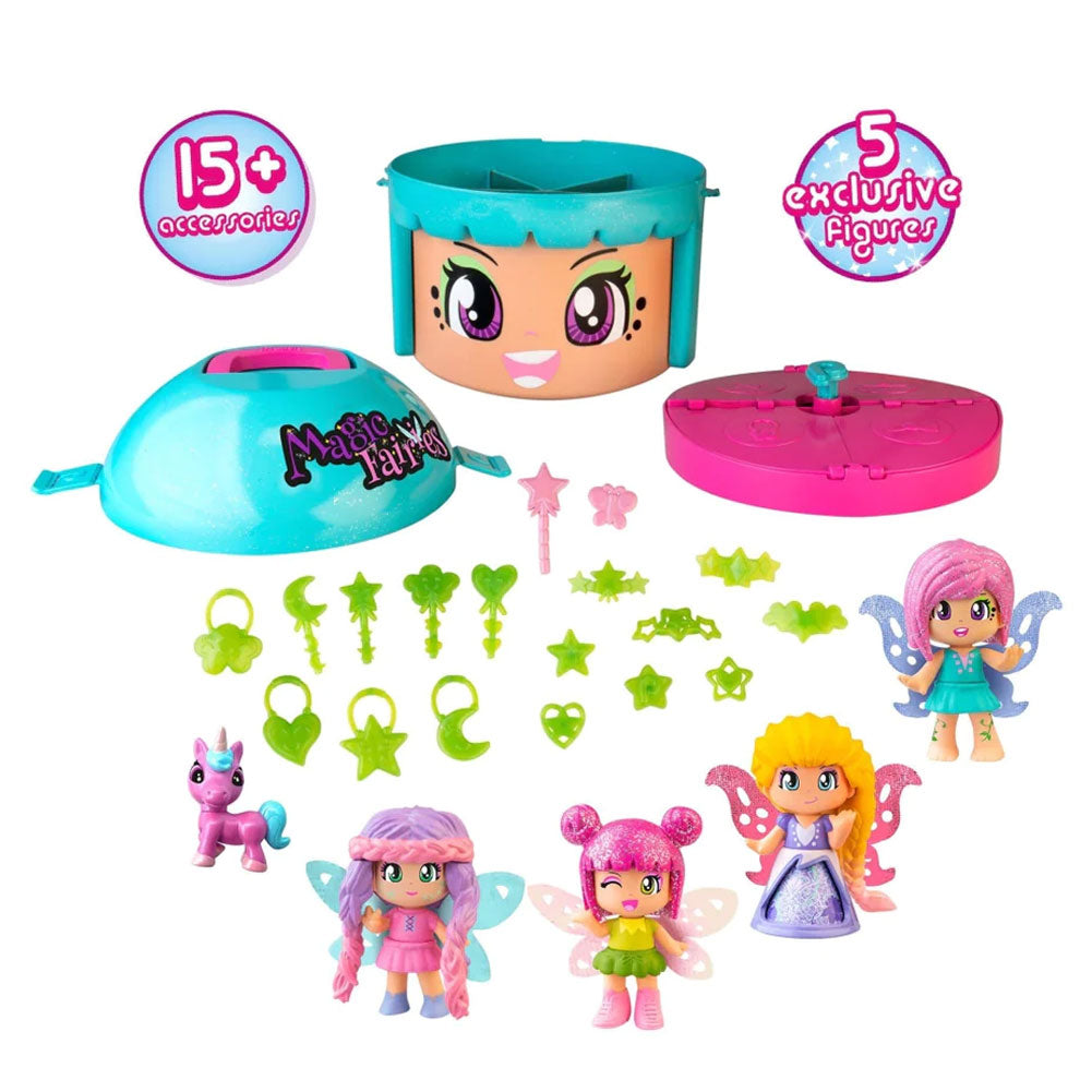 Pinypon Magic Fairies Testa Con 4 Personaggi Fatati Ali Glitterate Con Manico