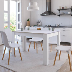 Tavolo da Pranzo Cucina Rettangolare Moderno in Legno 120x 80 x 74 cm Bianco