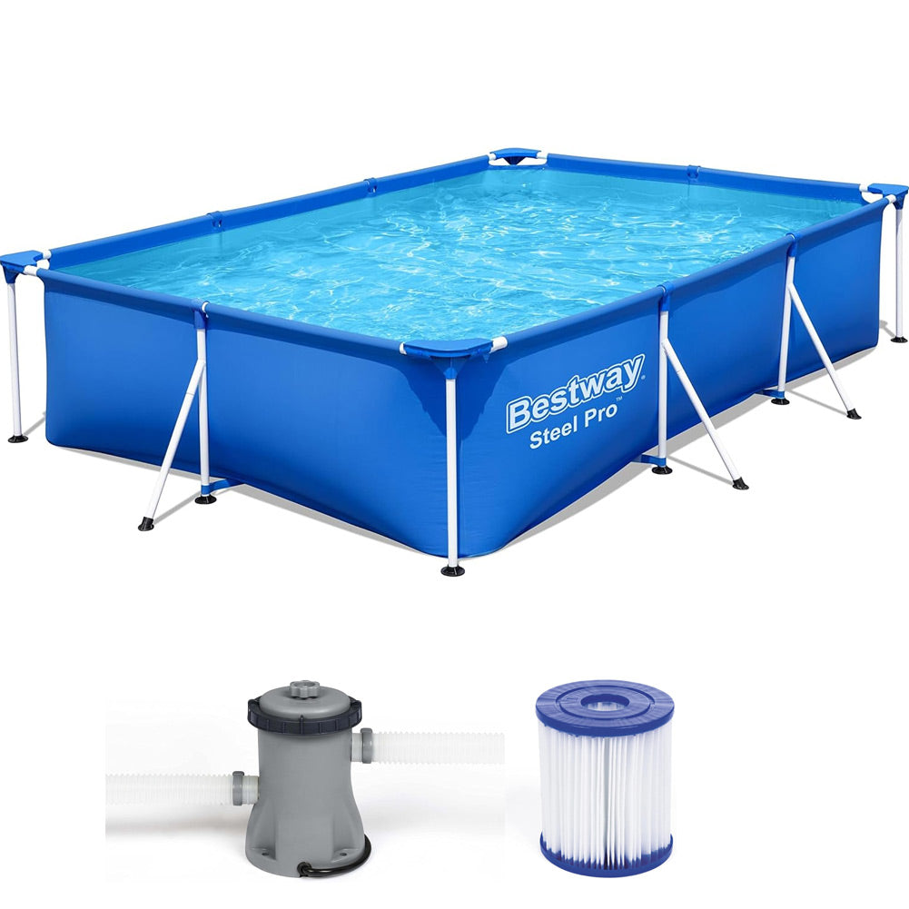 Bestway 56411 Piscina Rettangolare con telaio Acciaio 300 x 201 x 66cm con Pompa