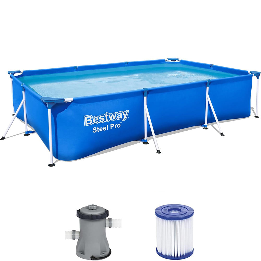 Bestway 56411 Piscina Rettangolare con telaio Acciaio 300 x 201 x 66cm con Pompa