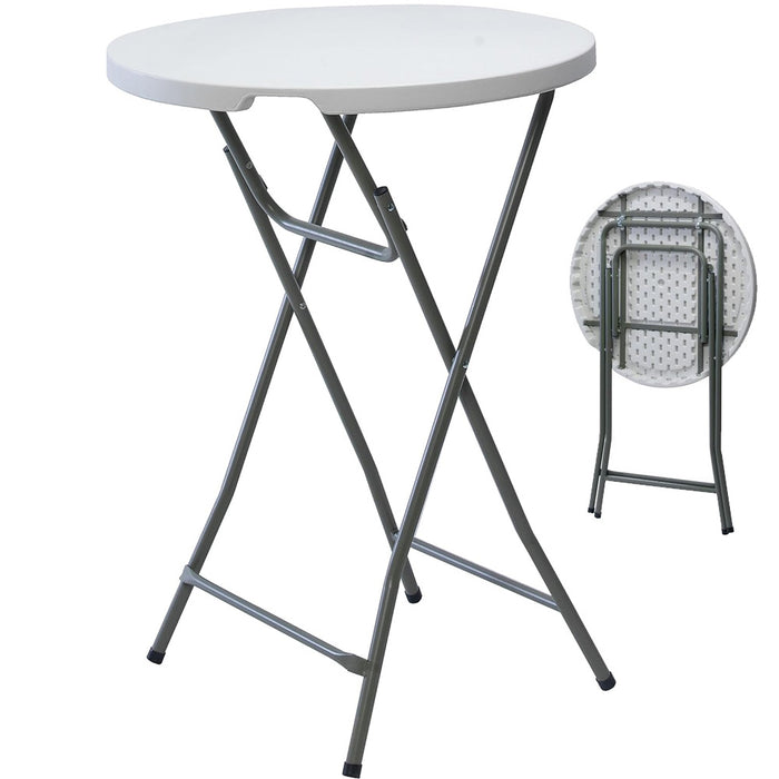 Tavolo Snack Bar Bistrot Pieghevole Top In Metallo e Resina Bianco 80 x 110H cm