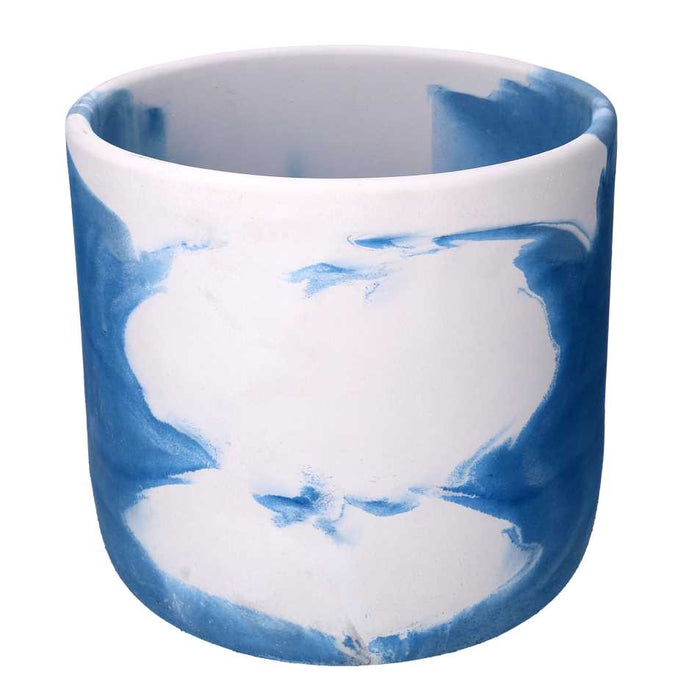 Vaso cemento bianco azzurro cm ø34h32