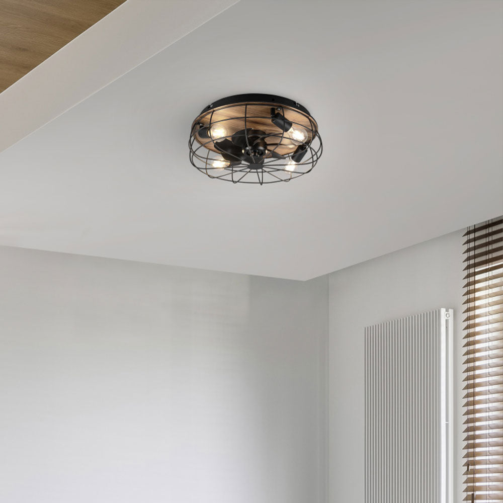 Ventilatore Plafoniera a Soffitto Trondheim Base Effetto Legno