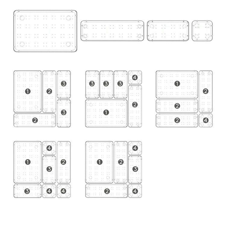 Set 25 Pezzi Organizer per Cassetti in Plastica Trasparente Divisorio Salvaspazio