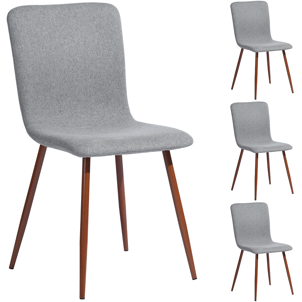 Set 4 Sedie per Sala da Pranzo Grigio con Gambe Effetto Legno Seduta Ergonomica