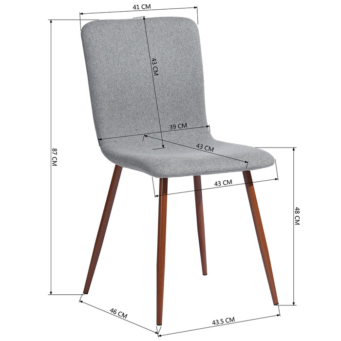 Set 4 Sedie per Sala da Pranzo Grigio con Gambe Effetto Legno Seduta Ergonomica