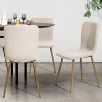 Set 6 Sedie per Sala da Pranzo Beige con Gambe Acciaio Dorato Seduta Ergonomica