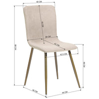 Set 6 Sedie per Sala da Pranzo Beige con Gambe Acciaio Dorato Seduta Ergonomica