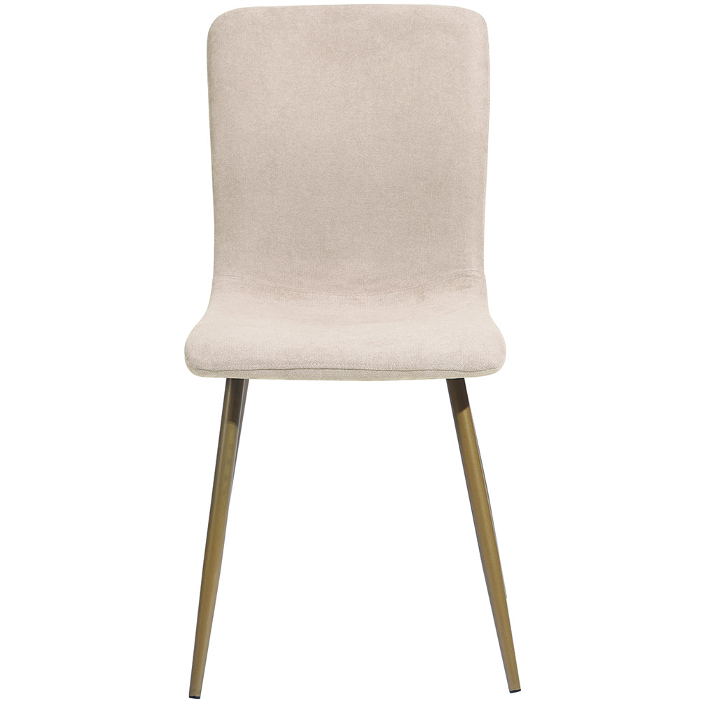 Set 6 Sedie per Sala da Pranzo Beige con Gambe Acciaio Dorato Seduta Ergonomica