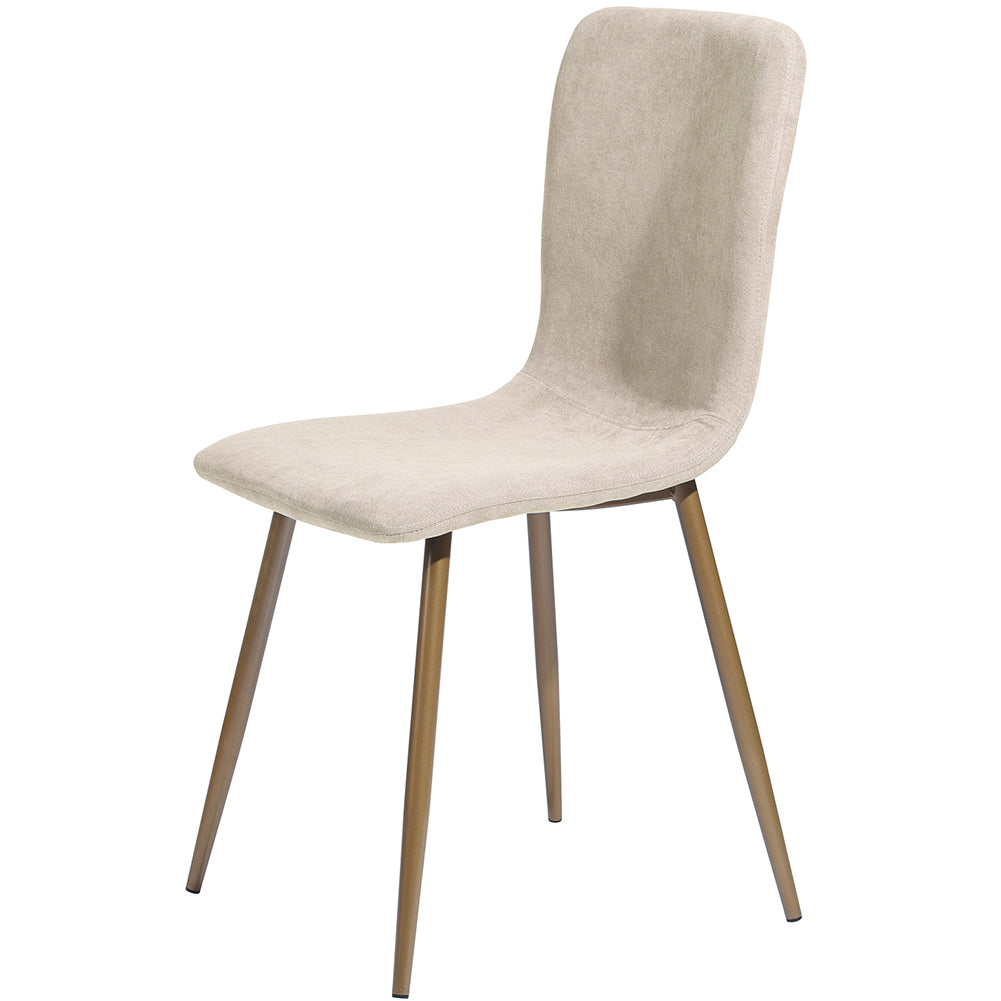 Set 6 Sedie per Sala da Pranzo Beige con Gambe Acciaio Dorato Seduta Ergonomica