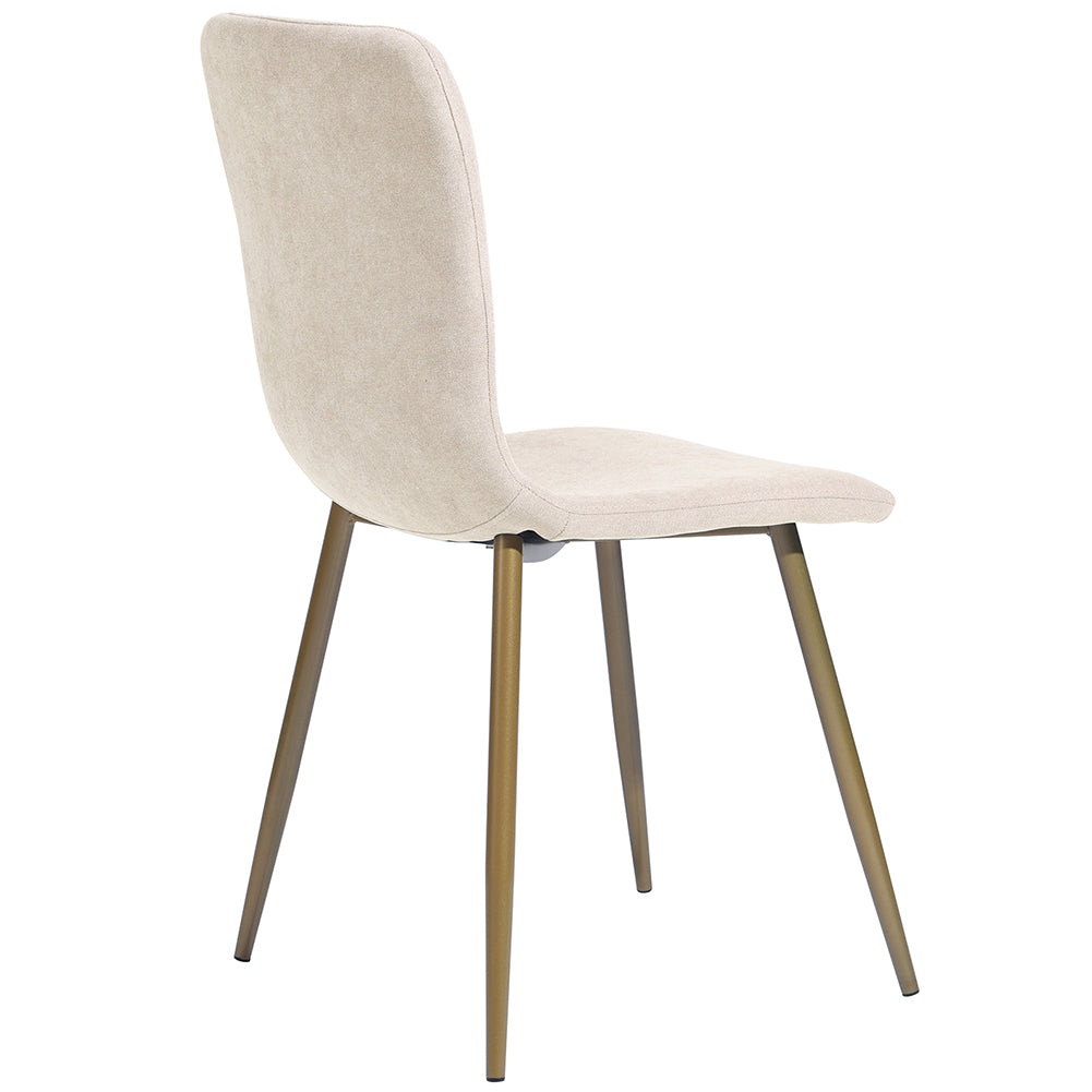 Set 6 Sedie per Sala da Pranzo Beige con Gambe Acciaio Dorato Seduta Ergonomica