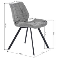 Set 2 Sedie per Sala da Pranzo Sgabelli Tessuto Seduta Ergonomica Colore Grigio