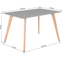 Tavolo da Pranzo Scandinavo Rettangolare in Legno Bianco per Cucina 110x70x75cm