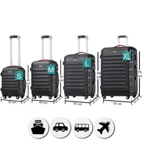 Set 4 Valigie Rigide con Ruote Easy Roll Trolley Bagaglio a Mano Viaggio Nero