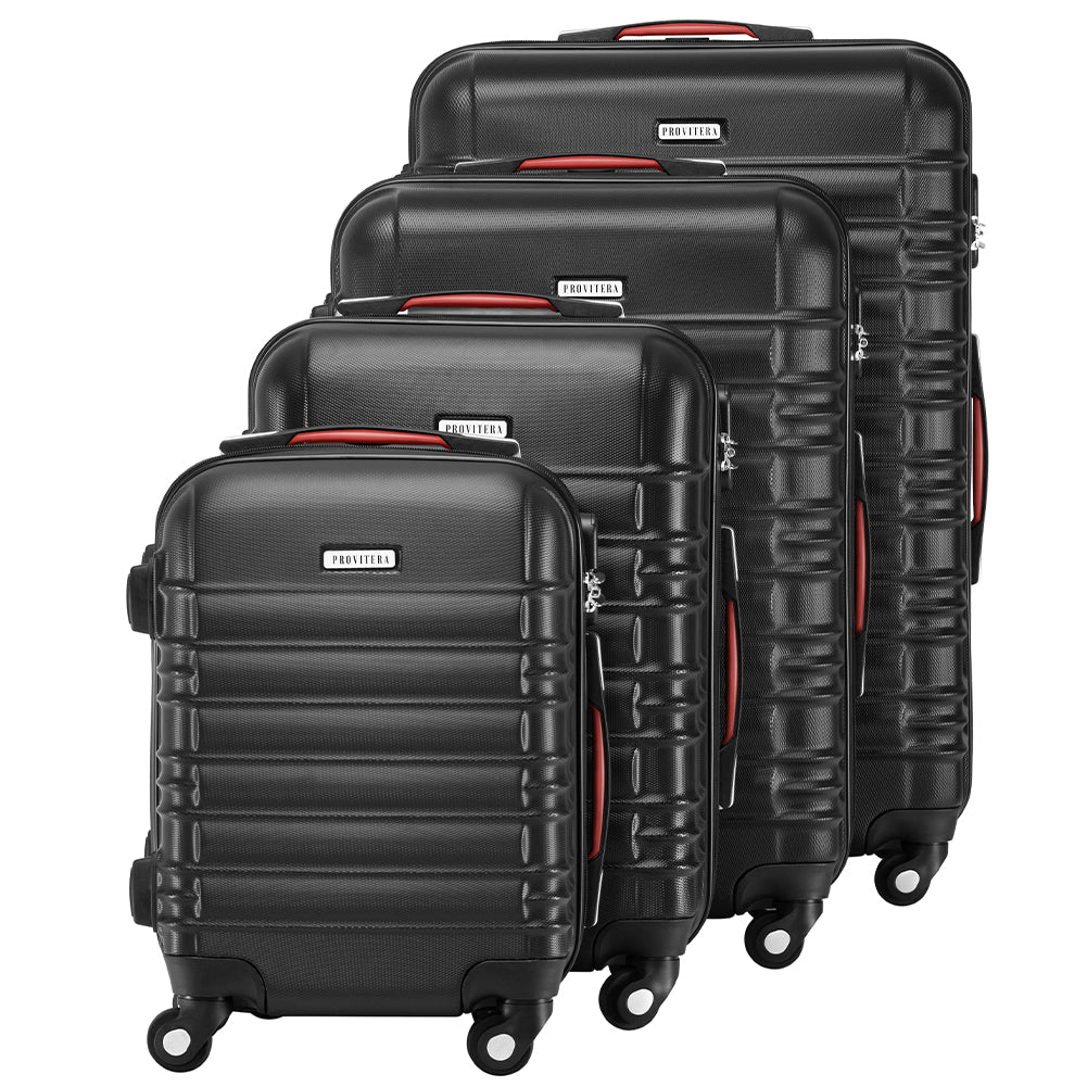 Set 4 Valigie Rigide con Ruote Easy Roll Trolley Bagaglio a Mano Viaggio Nero