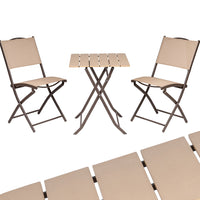 Set Tavolo Pieghevole con 2 sedie Beige Arredo Esterno Giardino in Acciaio e PE