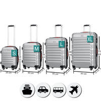 Set 4 Valigie Rigide con Ruote Easy Roll Trolley Bagaglio a Mano Viaggio Silver