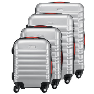 Set 4 Valigie Rigide con Ruote Easy Roll Trolley Bagaglio a Mano Viaggio Silver