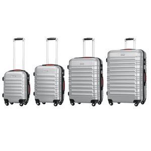 Set 4 Valigie Rigide con Ruote Easy Roll Trolley Bagaglio a Mano Viaggio Silver