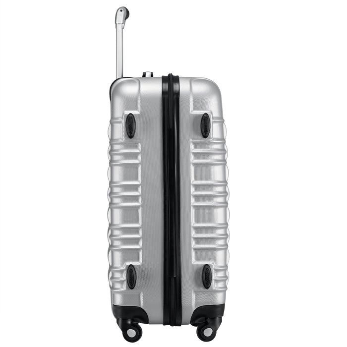 Set 4 Valigie Rigide con Ruote Easy Roll Trolley Bagaglio a Mano Viaggio Silver