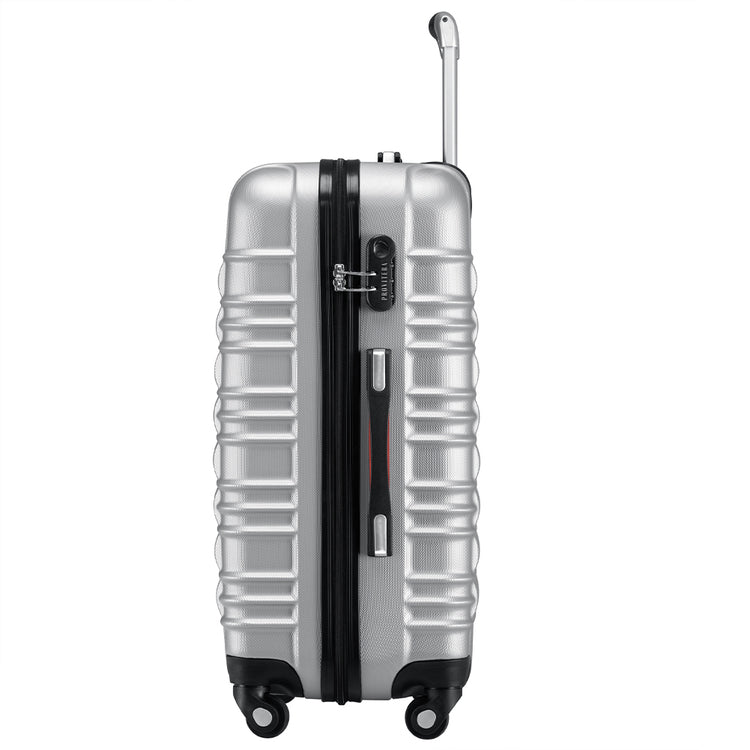 Set 4 Valigie Rigide con Ruote Easy Roll Trolley Bagaglio a Mano Viaggio Silver